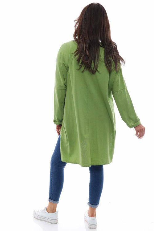 Aria Crinkle Pocket Cotton Top Lime - Image 6