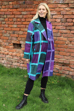 Carys Double Check Coat Purple Purple - Carys Double Check Coat Purple