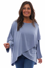 Amy Crossover Cotton Top Blue Blue - Amy Crossover Cotton Top Blue