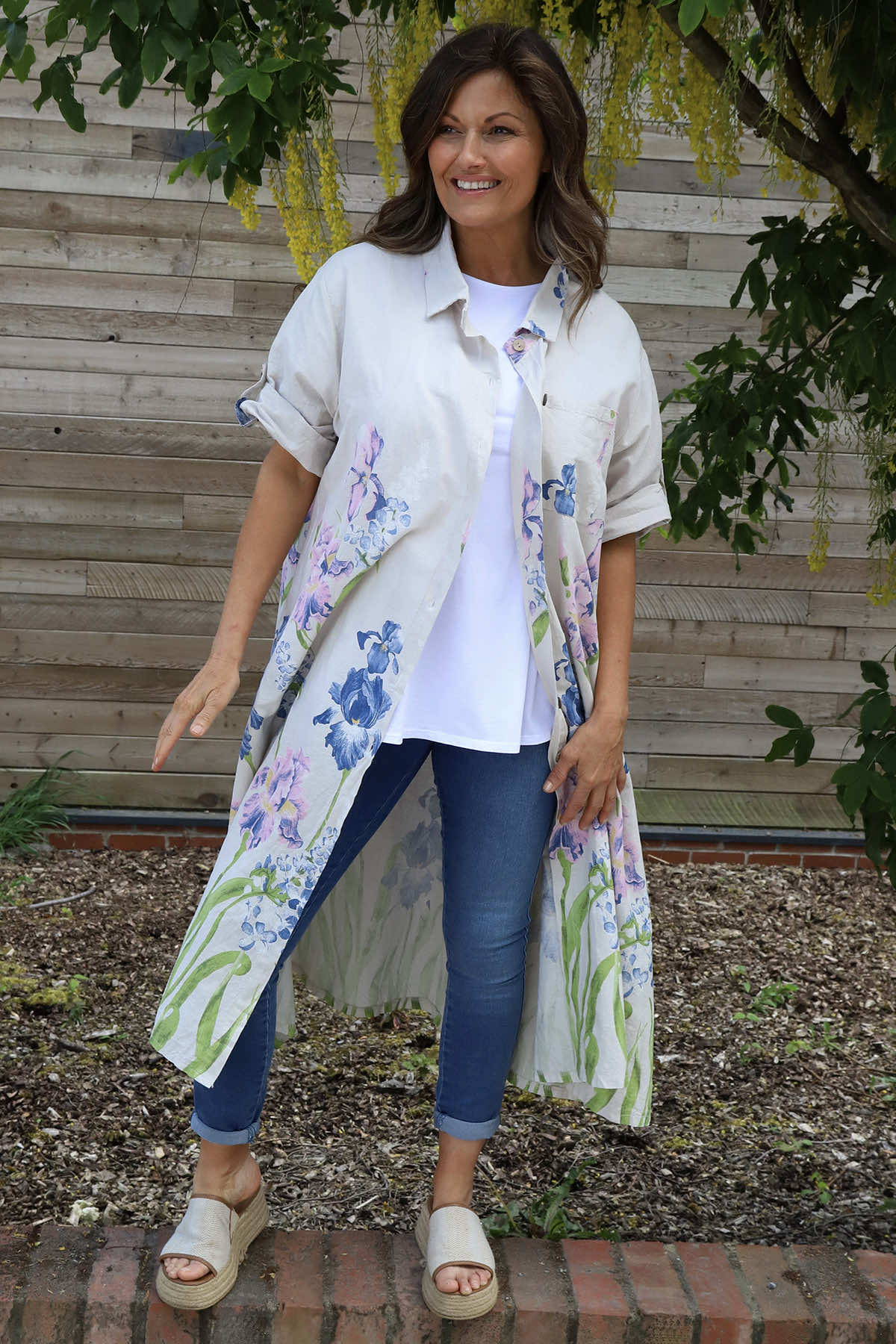 Jericho Floral Cotton Tunic Stone