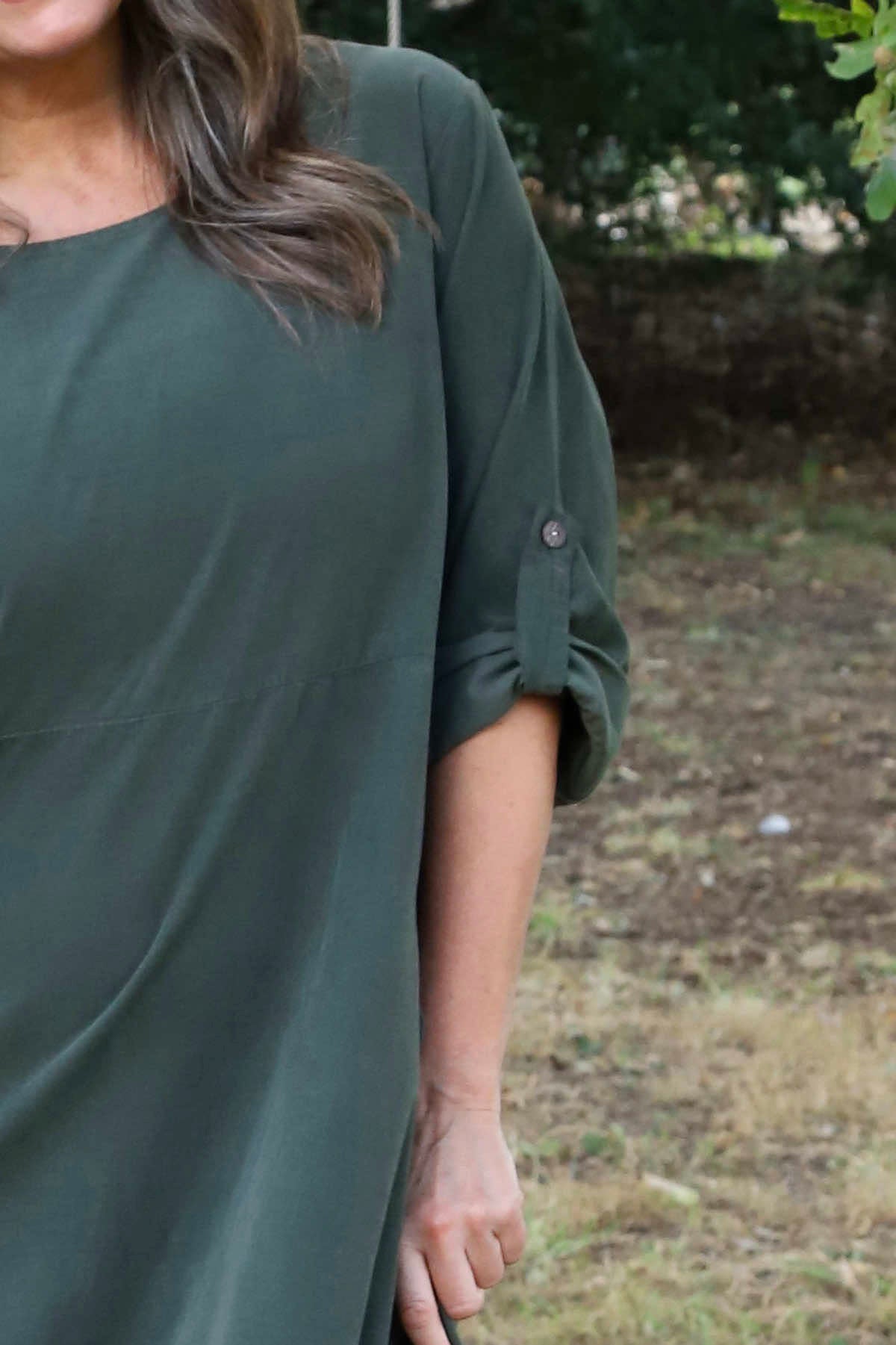 Penelope Pocket Needlecord Dress Khaki