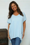 Porthcurno Tie Back Cotton Top Light Blue
