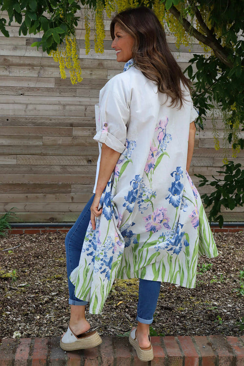 Jericho Floral Cotton Tunic Stone - Image 4