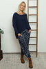 Nerissa Leopard Cotton Trousers Navy