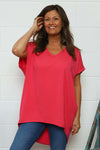 Porthcurno Tie Back Cotton Top Fuchsia