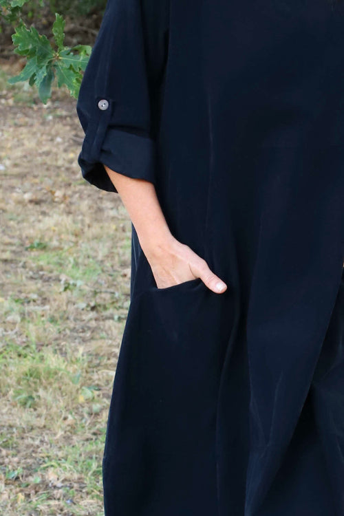 Penelope Pocket Needlecord Dress Black - Image 3