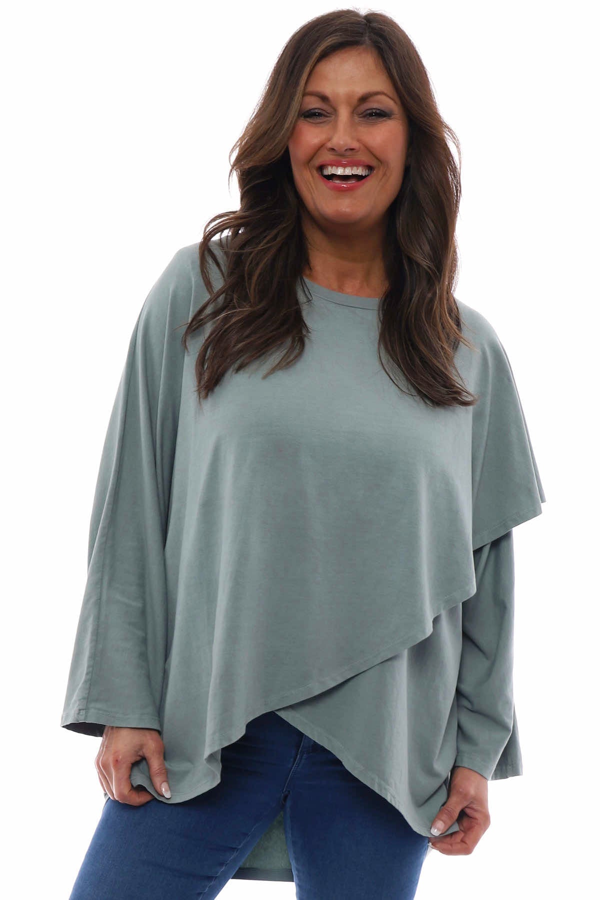 Amy Crossover Cotton Top Sage Green