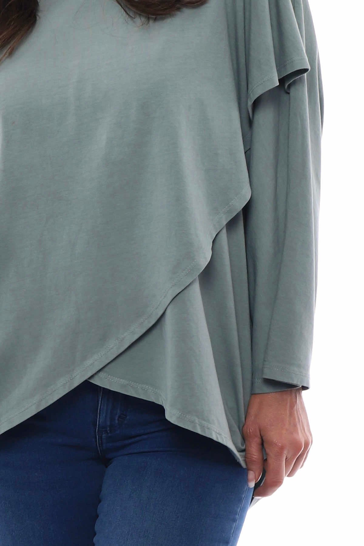Amy Crossover Cotton Top Sage Green