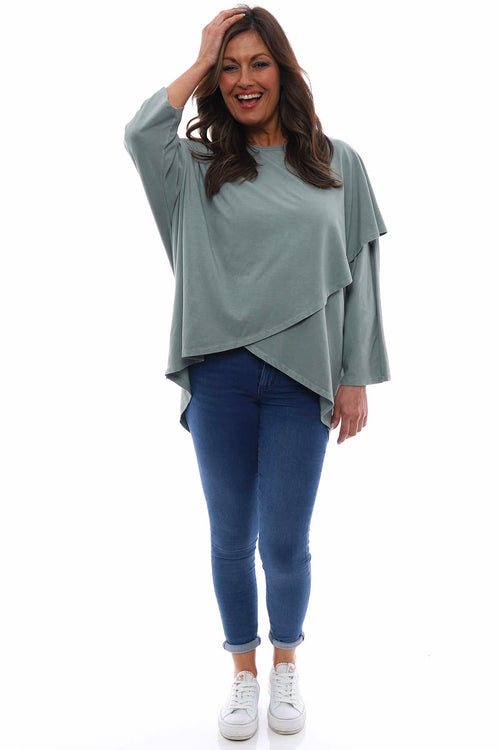 Amy Crossover Cotton Top Sage Green - Image 1