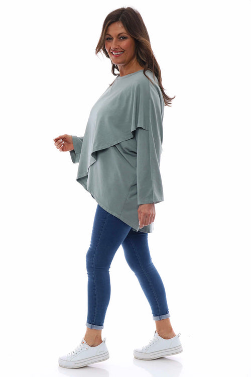Amy Crossover Cotton Top Sage Green - Image 4