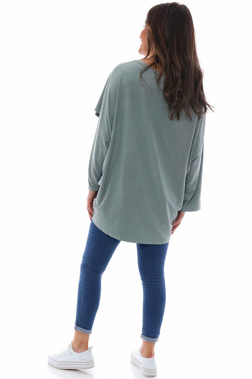 Amy Crossover Cotton Top Sage Green - Image 8