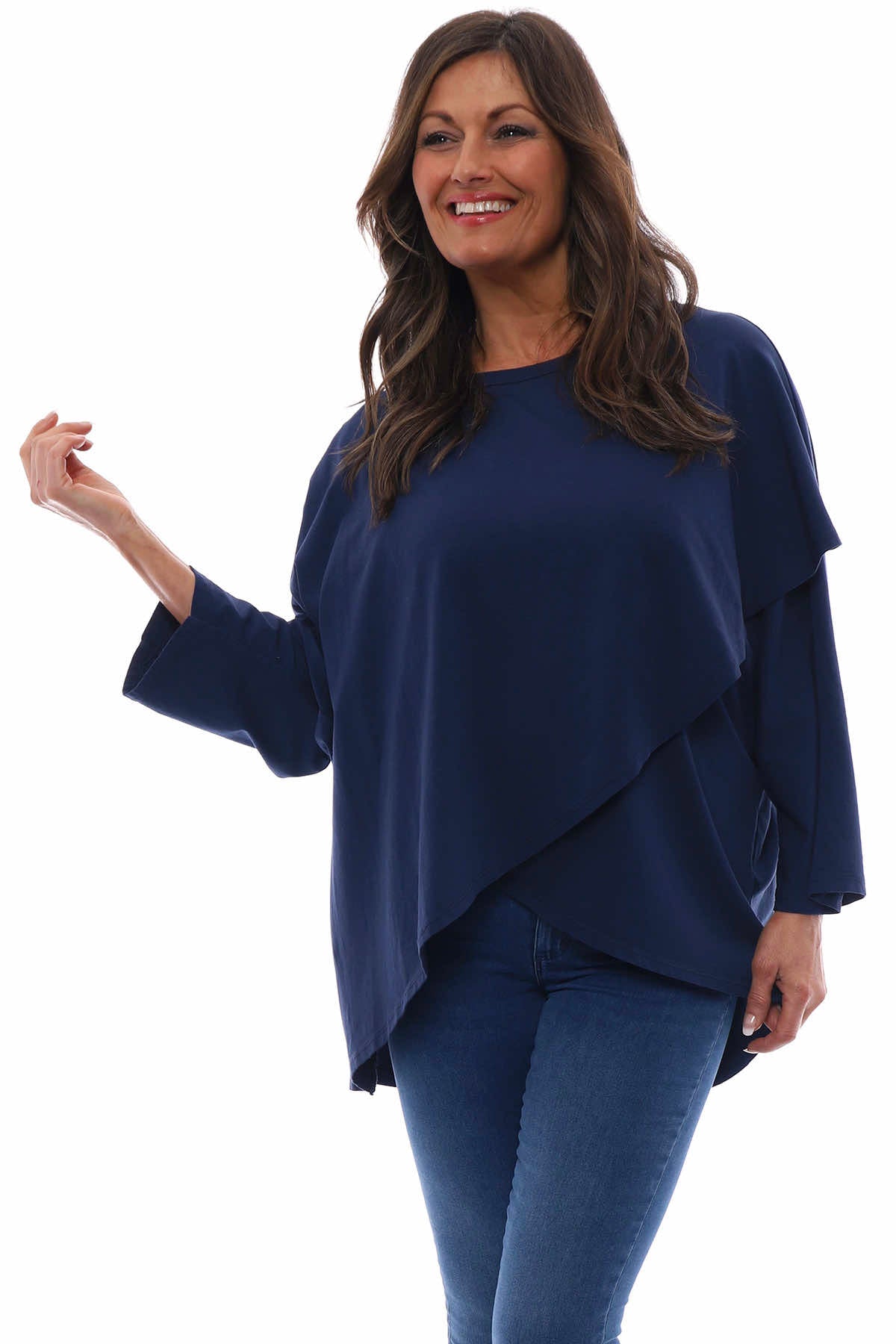 Amy Crossover Cotton Top Navy