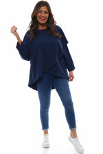 Amy Crossover Cotton Top Navy Navy - Amy Crossover Cotton Top Navy
