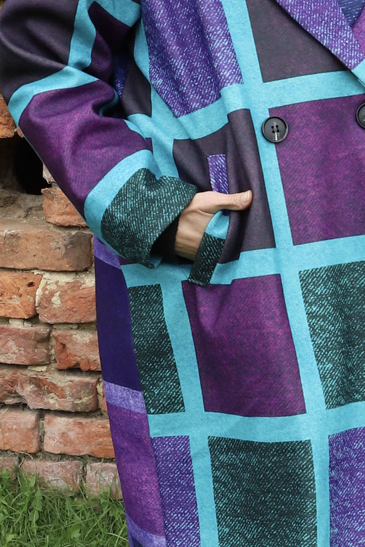 Carys Double Check Coat Purple