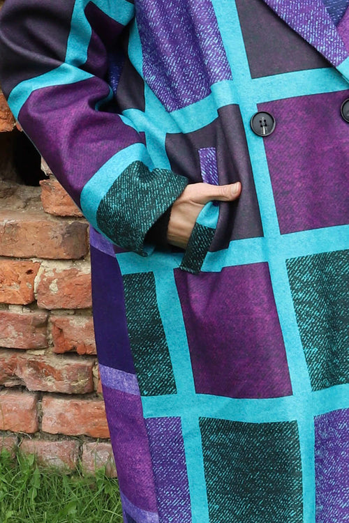Carys Double Check Coat Purple - Image 3