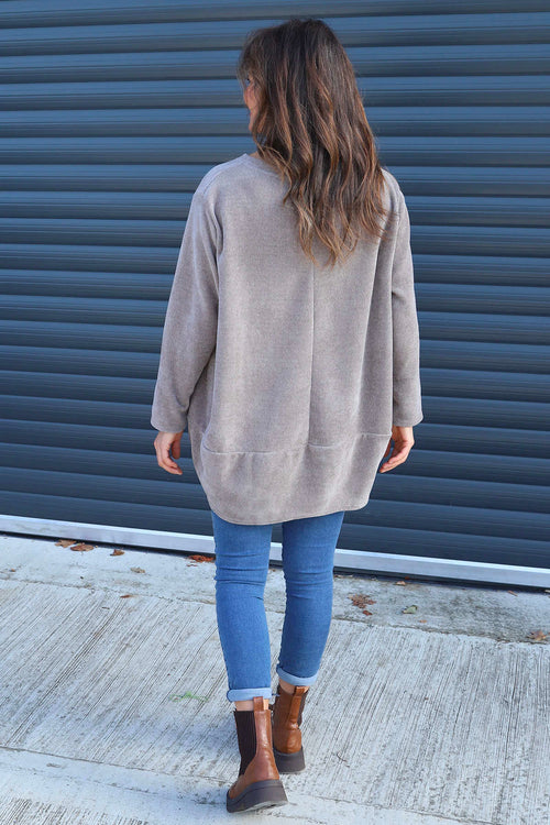 Kiera Button Detail Cord Top Mocha - Image 4