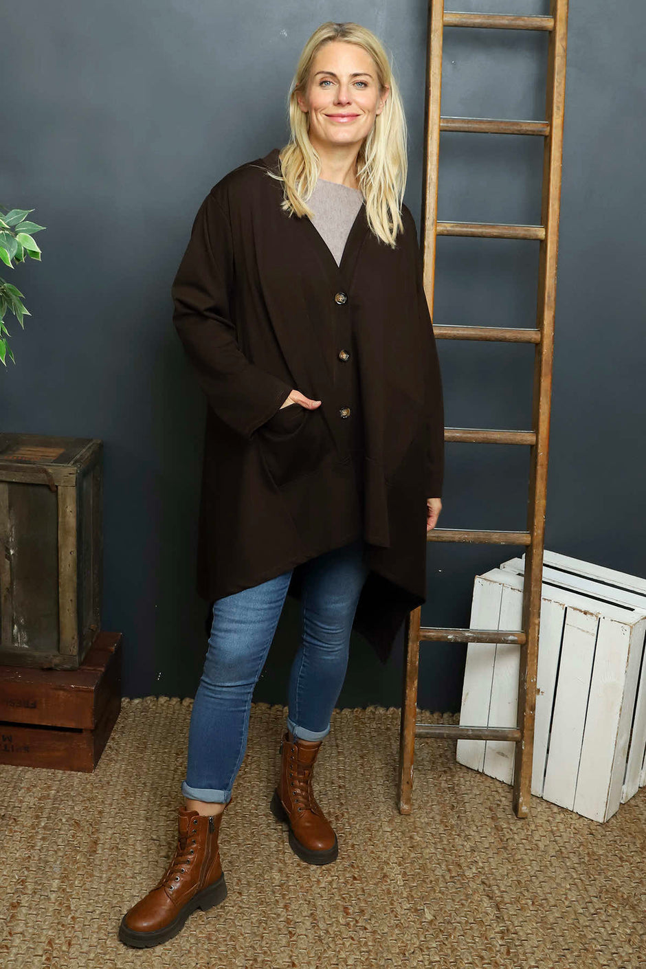 Ernestina Button Jacket Cocoa