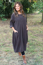 Penelope Pocket Needlecord Dress Cocoa Cocoa - Penelope Pocket Needlecord Dress Cocoa