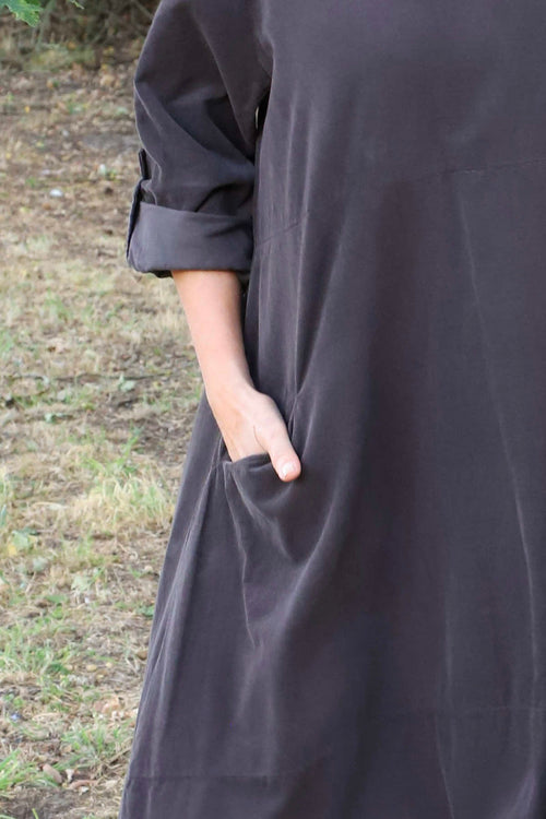 Penelope Pocket Needlecord Dress Cocoa - Image 3