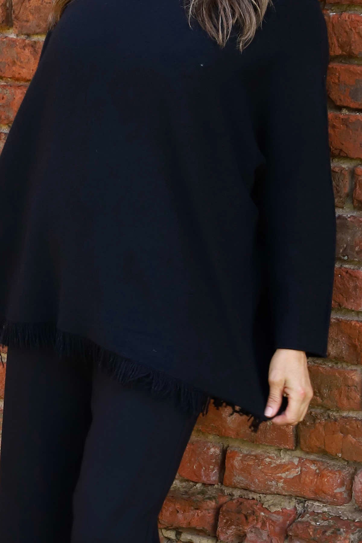 Sally Fringe Hem Jumper Black