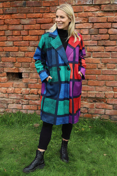 Carys Double Check Coat Green
