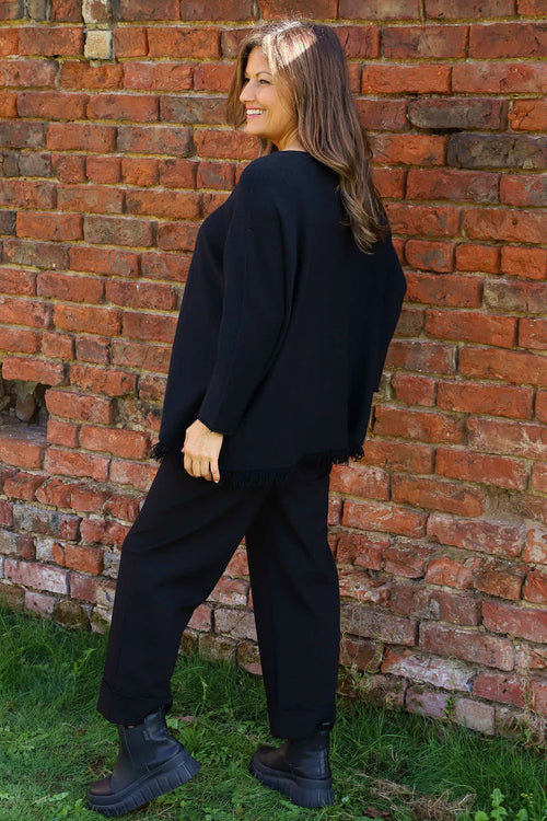 Sally Fringe Hem Jumper Black - Image 4