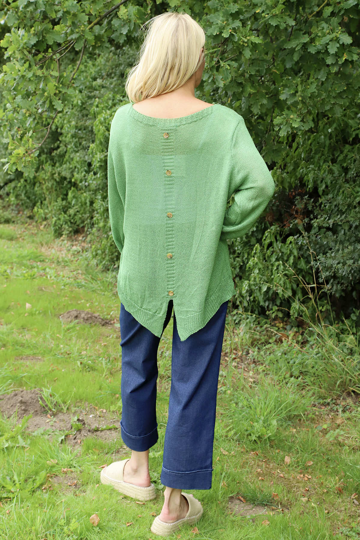 Eleanor Button Detail Knit Top Olive