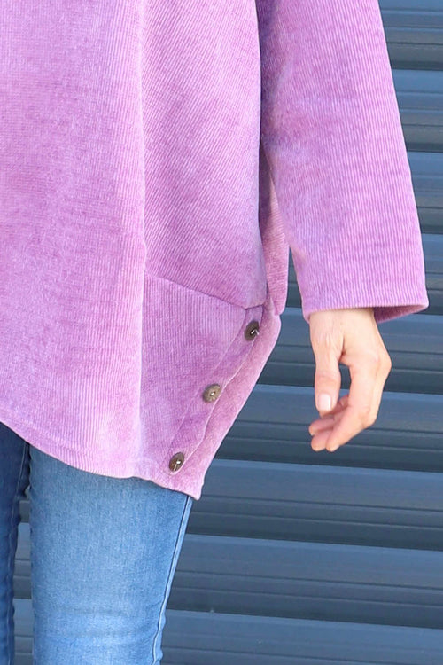 Kiera Button Detail Cord Top Purple - Image 3