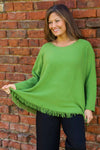 Sally Fringe Hem Jumper Olive
