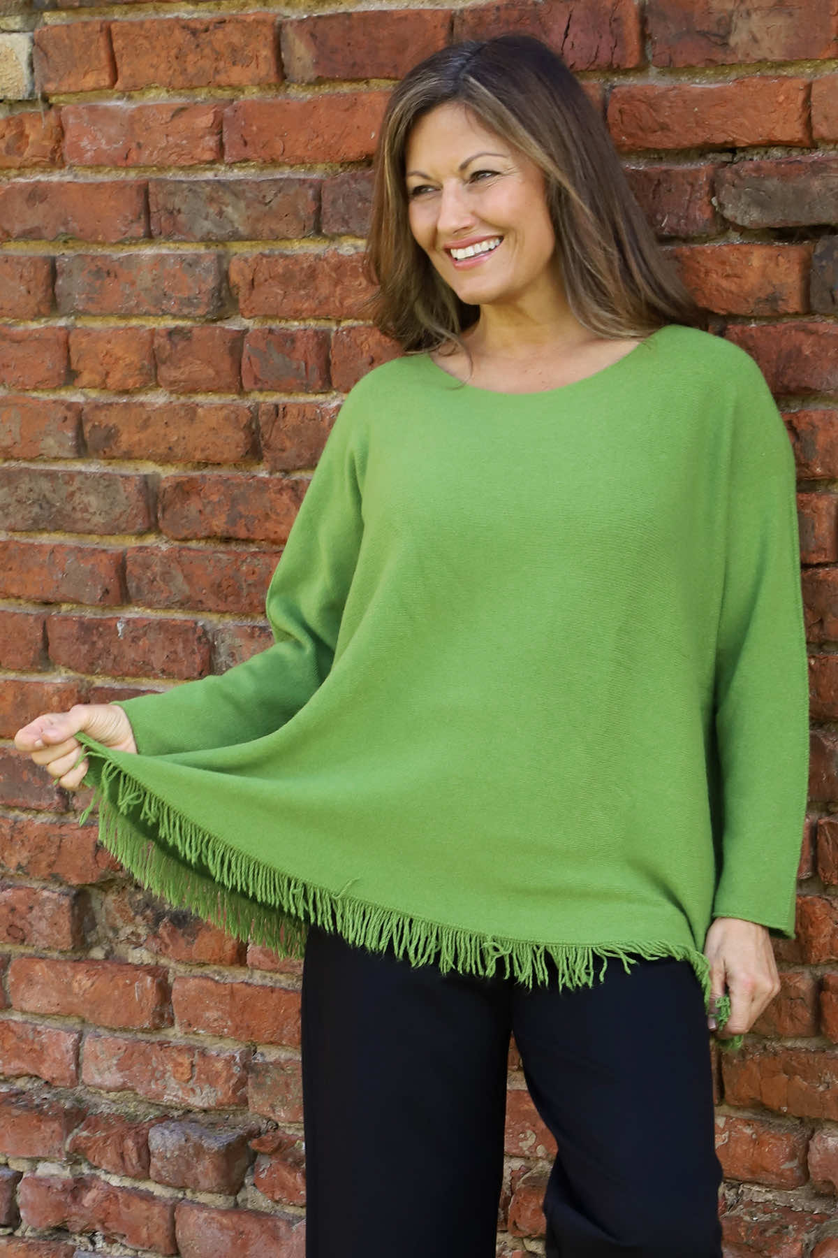 Sally Fringe Hem Jumper Olive