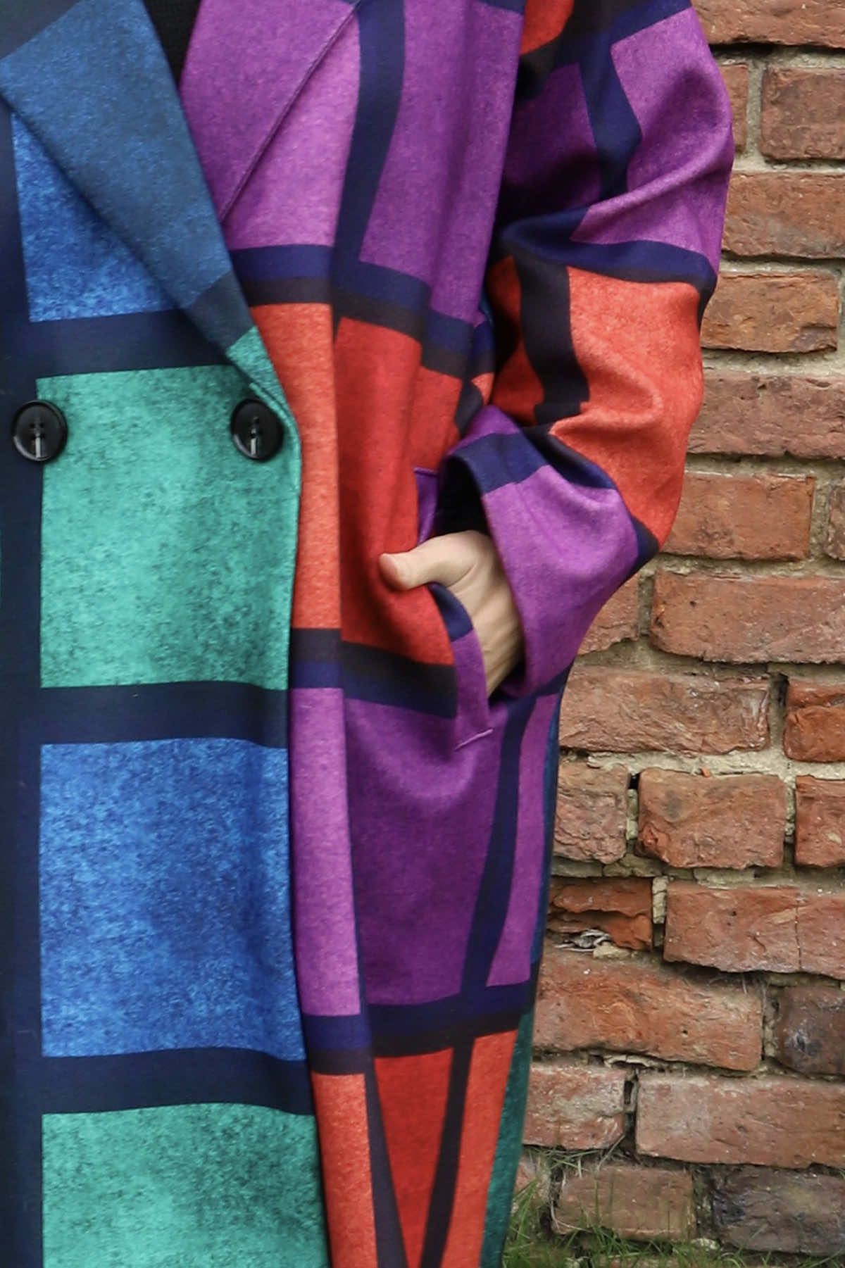 Carys Double Check Coat Green