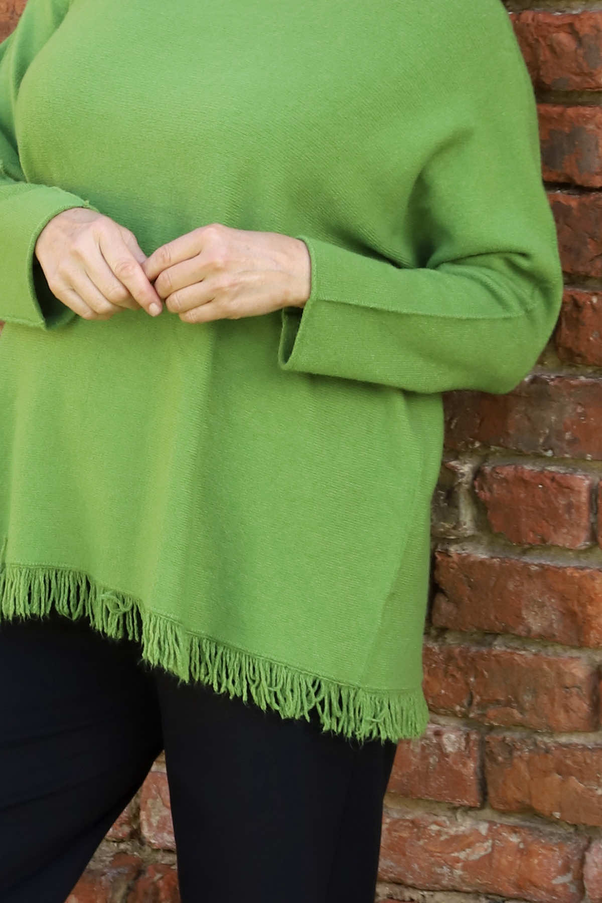 Sally Fringe Hem Jumper Olive