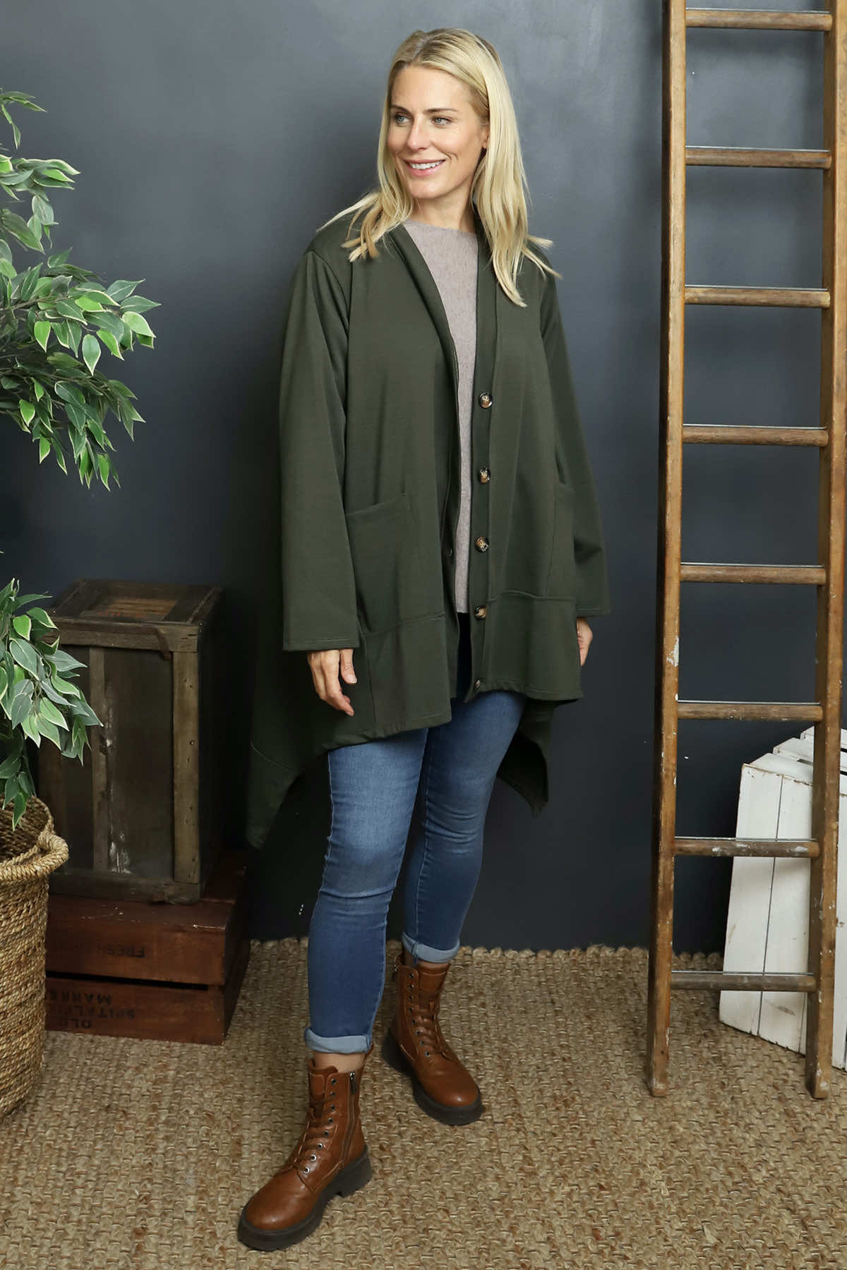 Ernestina Button Jacket Khaki