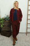 Nerissa Leopard Cotton Trousers Wine