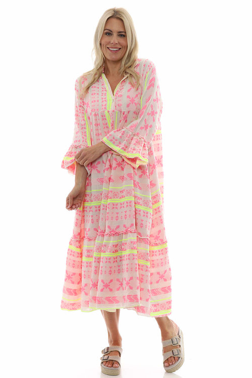 Kirsten Print Cotton Dress Pink - Image 4