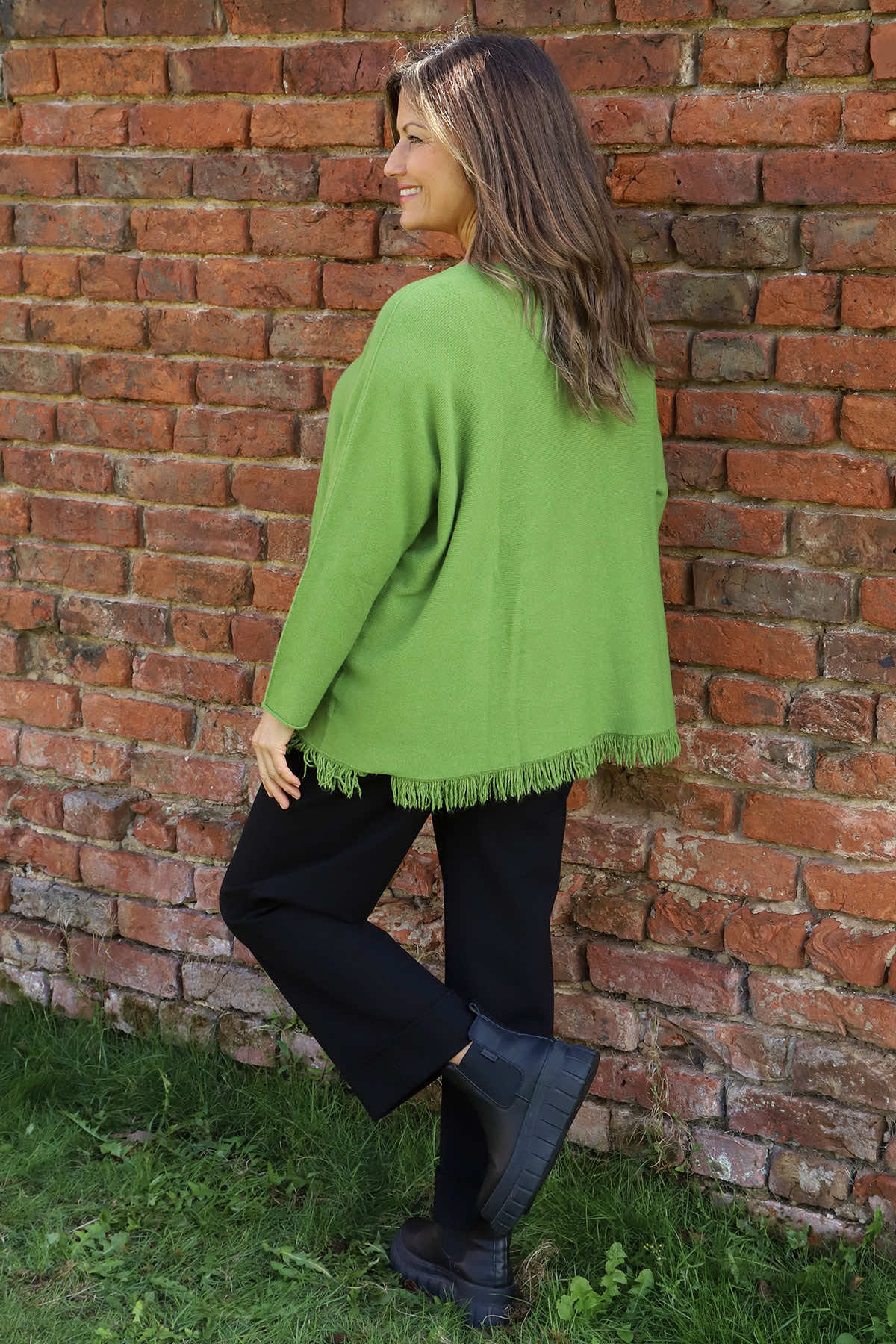 Sally Fringe Hem Jumper Olive