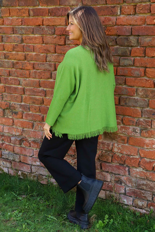 Sally Fringe Hem Jumper Olive - Image 4