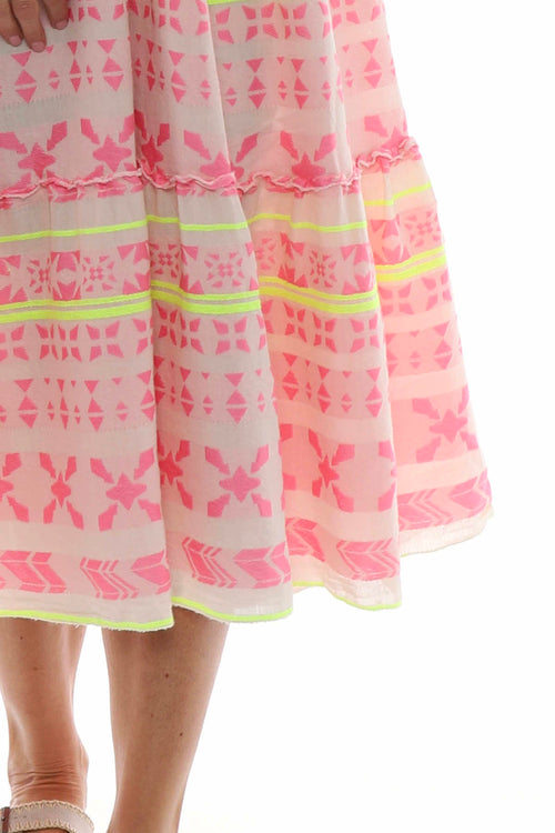 Kirsten Print Cotton Dress Pink - Image 5