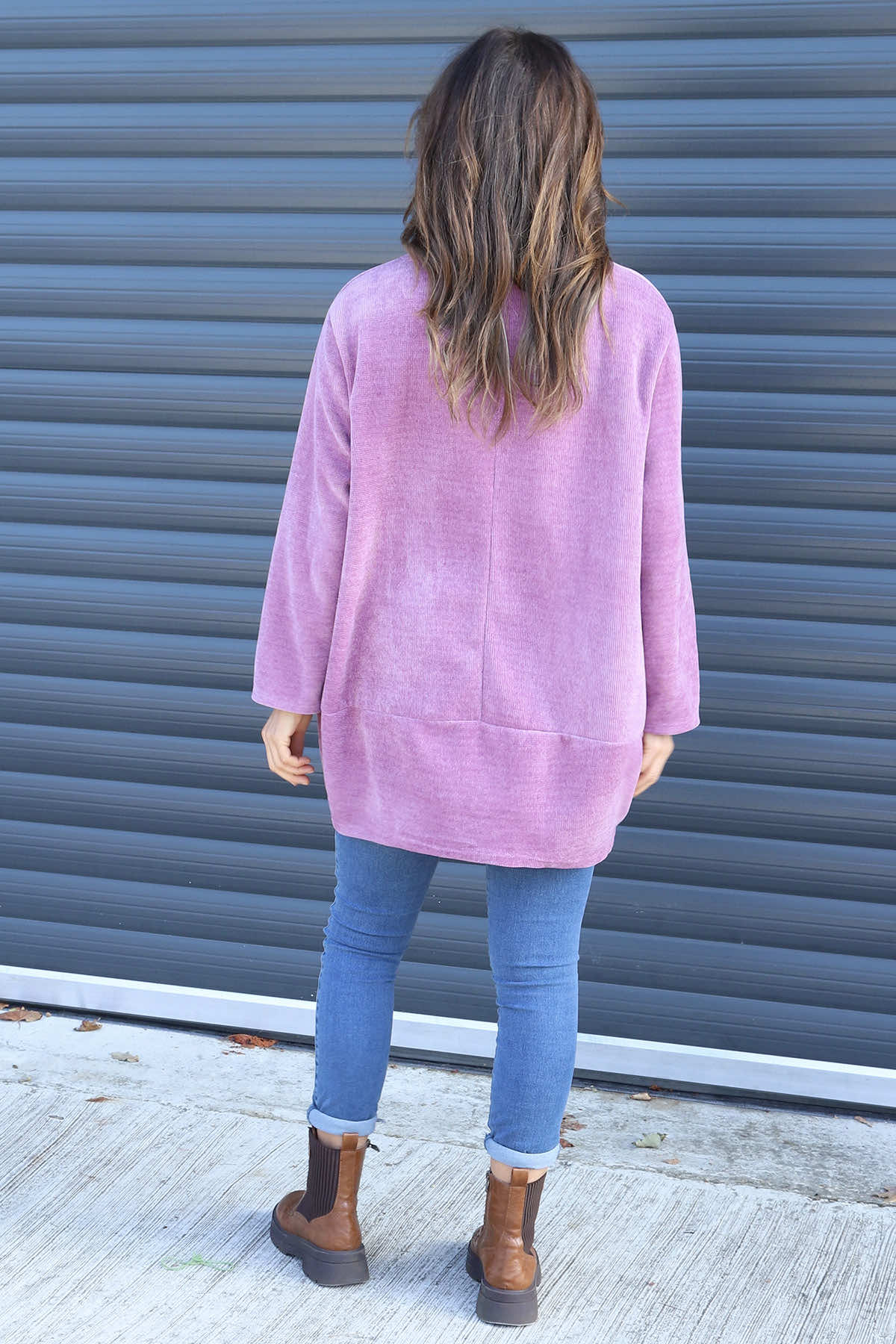 Kiera Button Detail Cord Top Purple