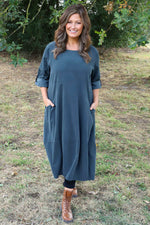 Penelope Pocket Needlecord Dress Charcoal Charcoal - Penelope Pocket Needlecord Dress Charcoal