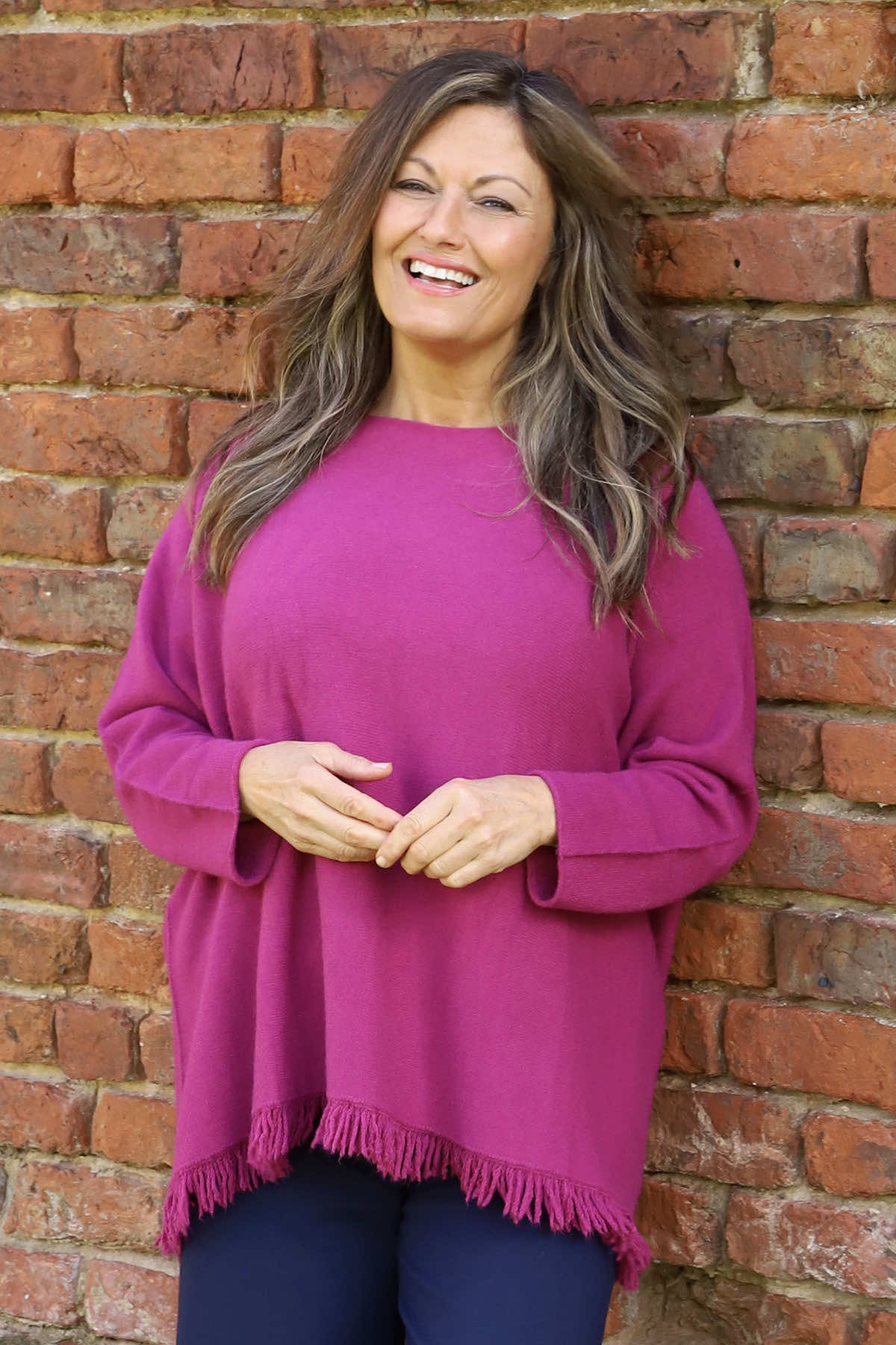 Sally Fringe Hem Jumper Berry