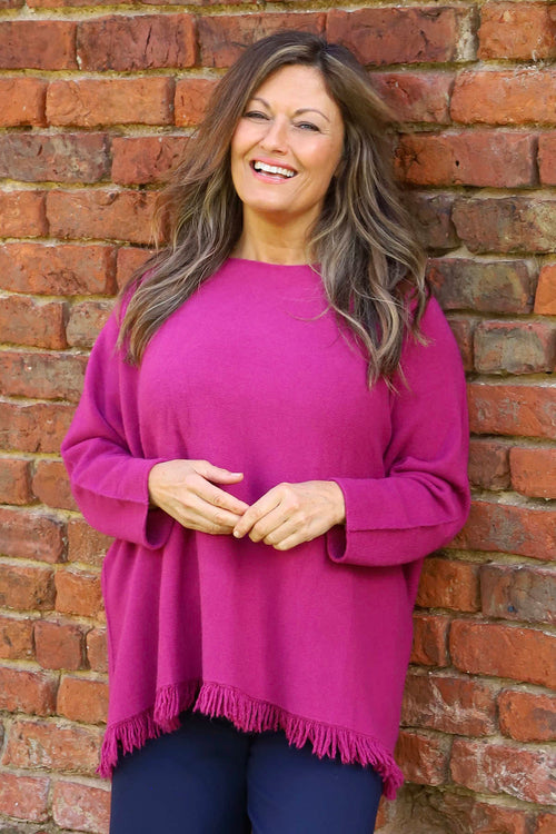 Sally Fringe Hem Jumper Berry