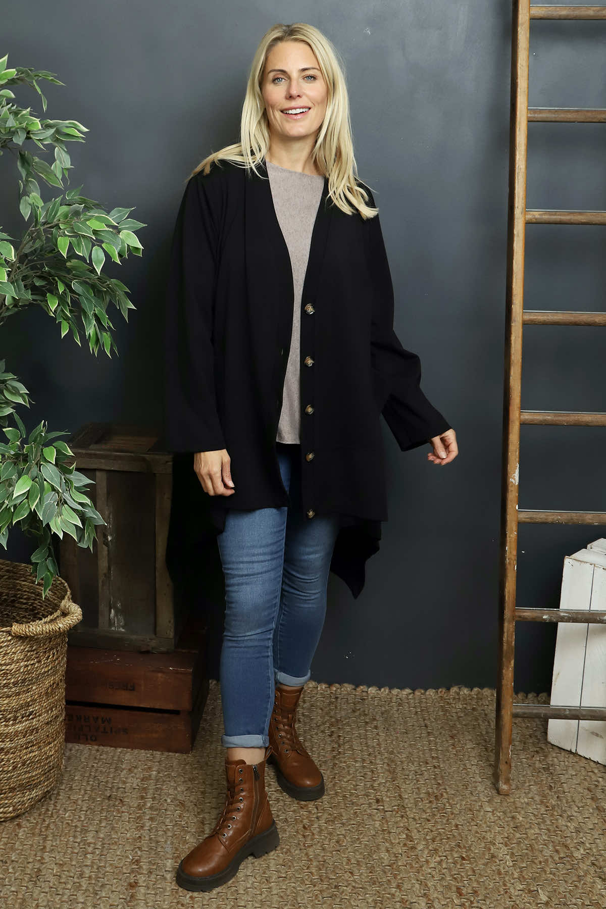Ernestina Button Jacket Black