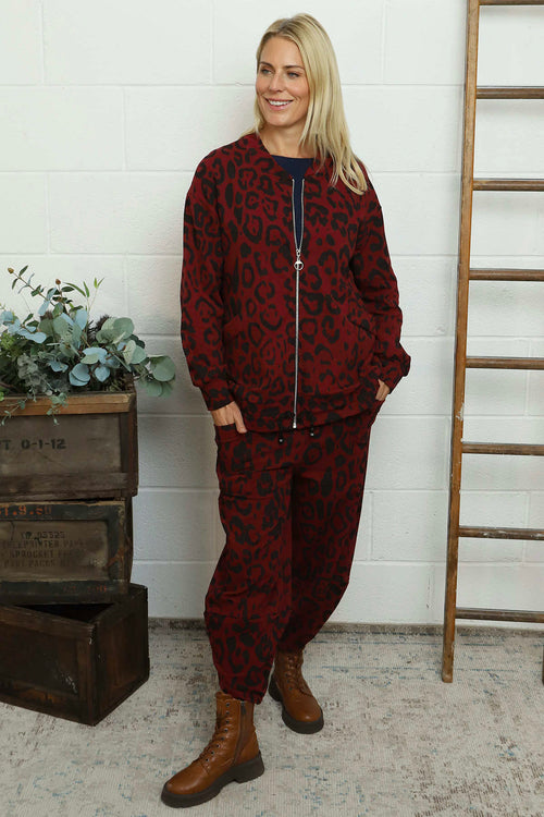 Katana Leopard Cotton Jacket Wine - Image 3