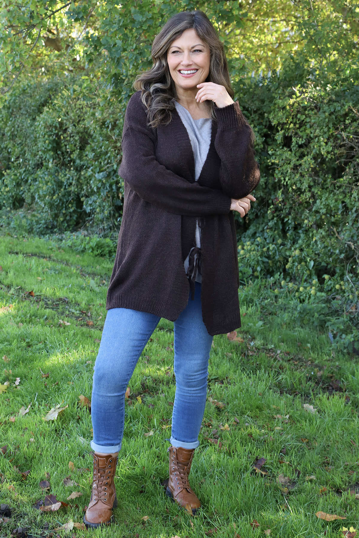 Brooklyn Tie Knitted Cardigan Cocoa