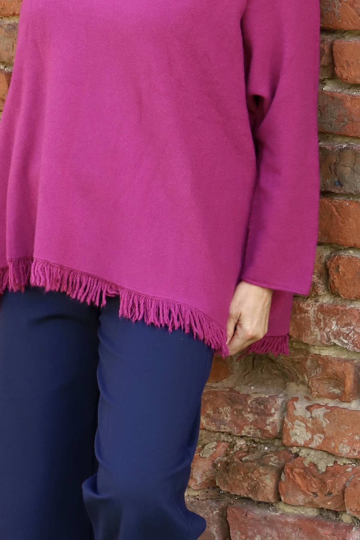 Sally Fringe Hem Jumper Berry