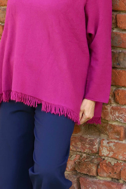 Sally Fringe Hem Jumper Berry - Image 3