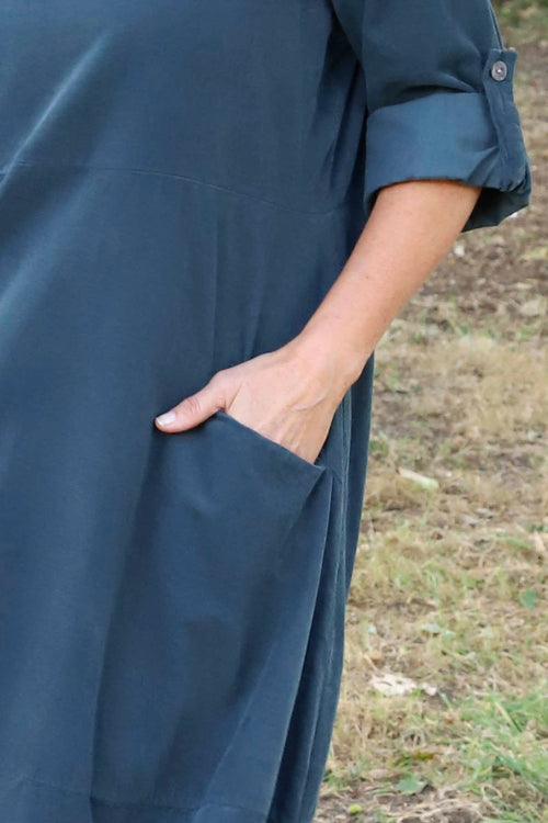 Penelope Pocket Needlecord Dress Charcoal - Image 3