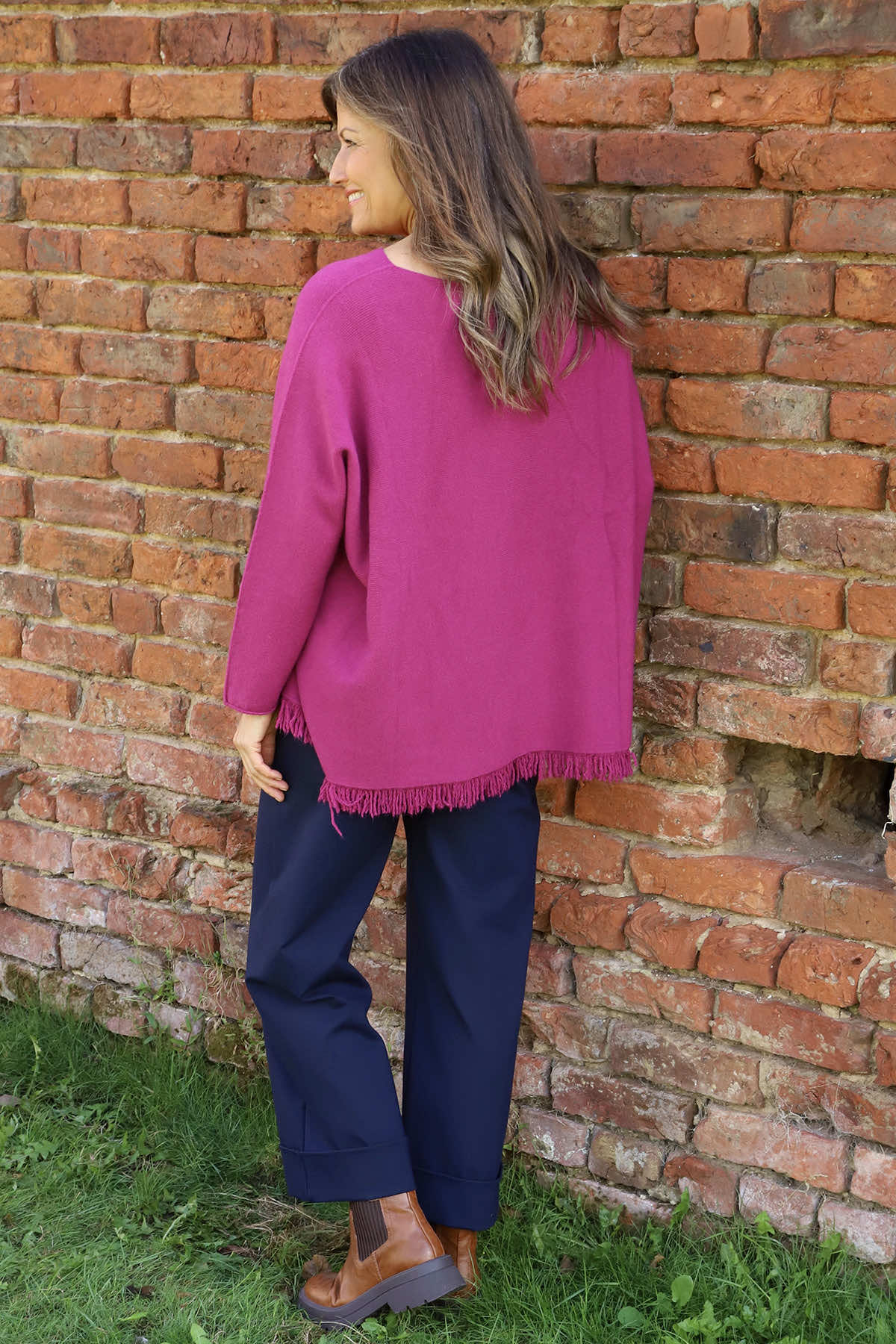 Sally Fringe Hem Jumper Berry