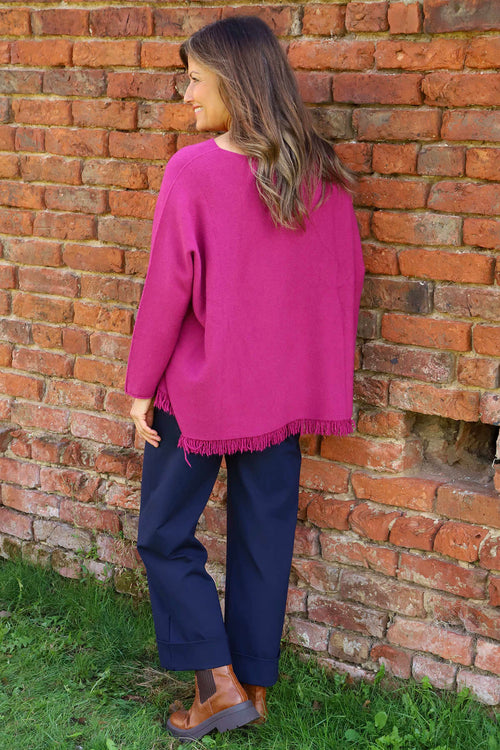 Sally Fringe Hem Jumper Berry - Image 4